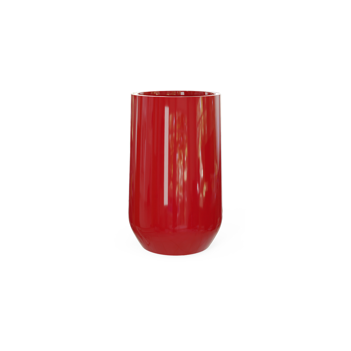 Hayden urn fiberglass planter in Gloss Red