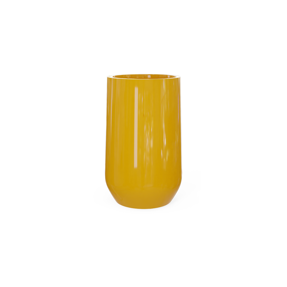 Hayden urn fiberglass planter in Gloss Saffron