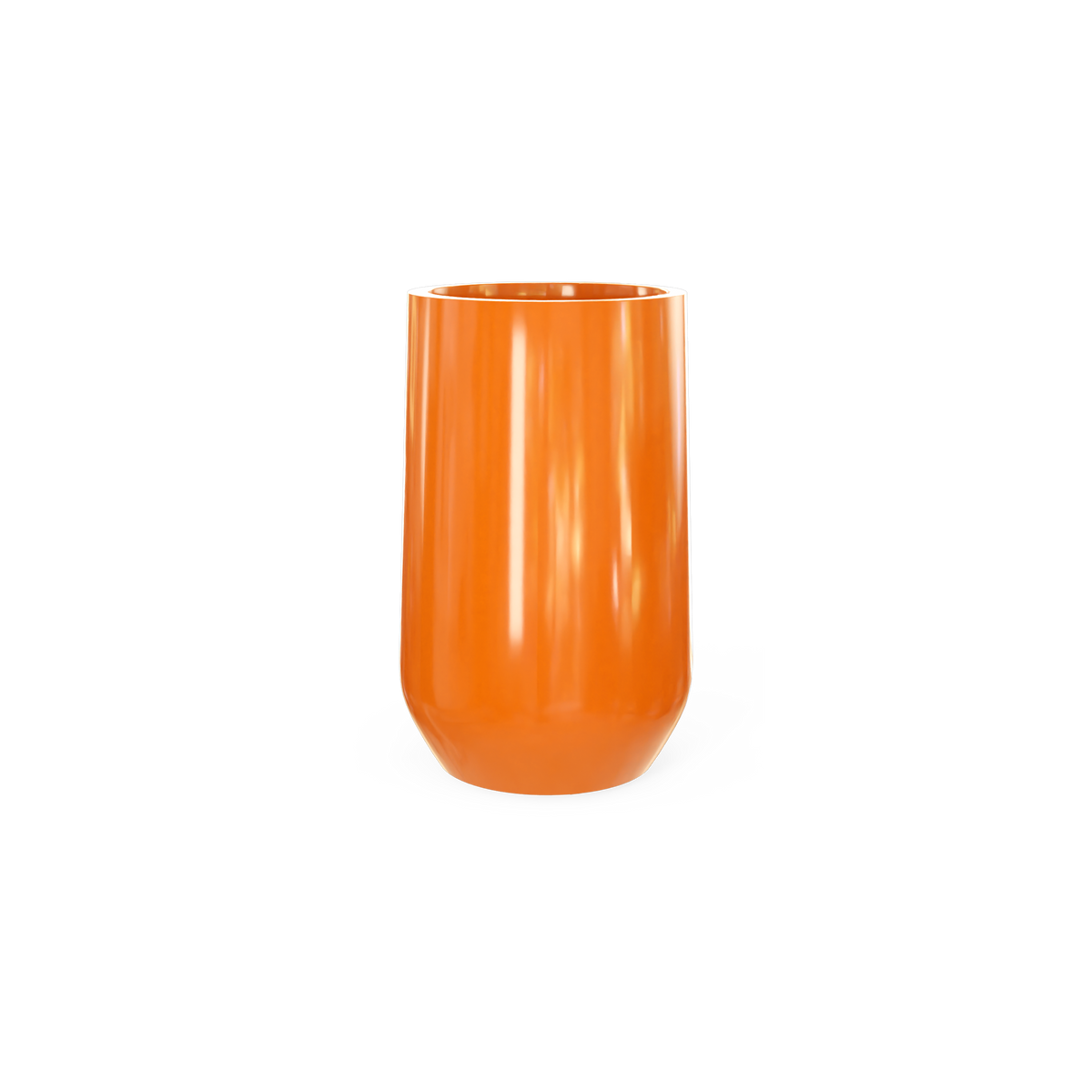 Hayden urn fiberglass planter in Gloss Tangerine