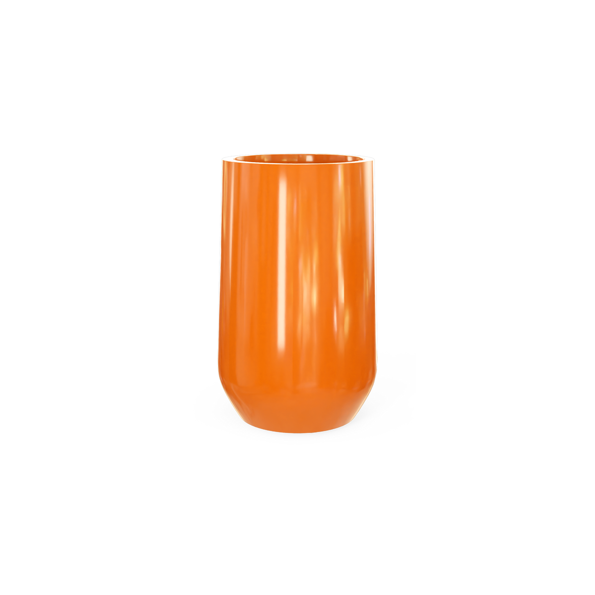 Hayden urn fiberglass planter in Gloss Tangerine
