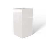 Hollywood corner fiberglass planter in Gloss Bright White, 12 × 12 × 24 in, studio render