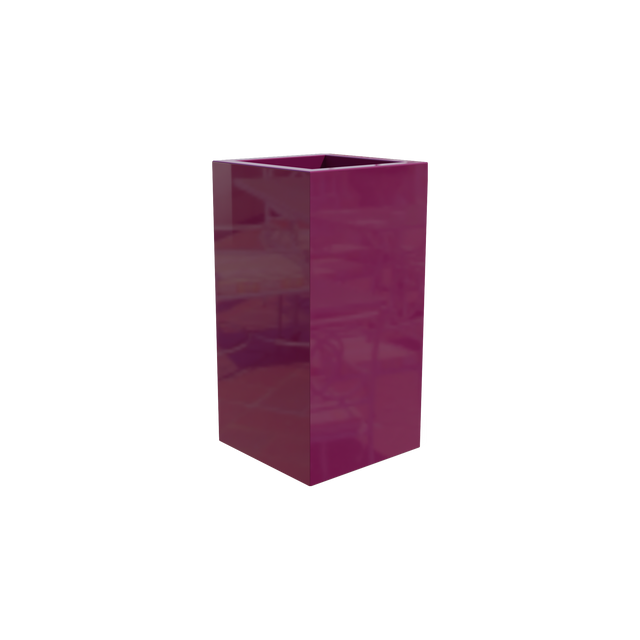 Hollywood corner fiberglass planter in Gloss Eggplant
