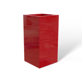 Hollywood corner fiberglass planter in Gloss Red, 12 × 12 × 24 in, studio render