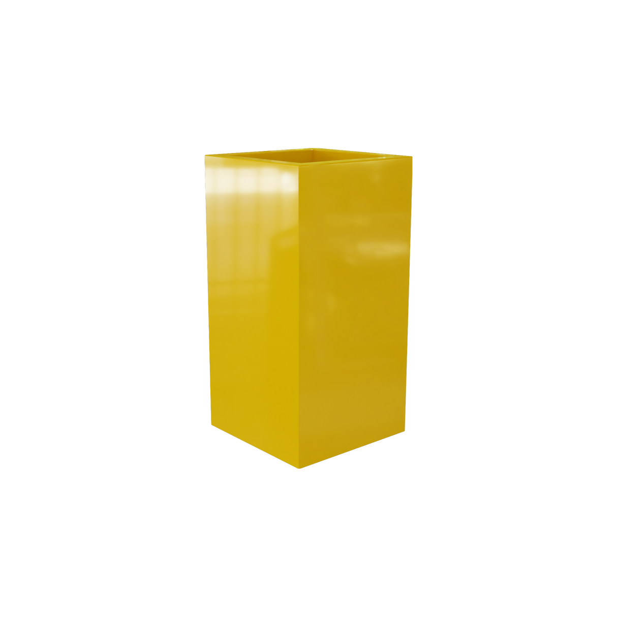Hollywood corner fiberglass planter in Gloss Saffron