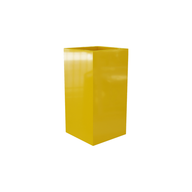 Hollywood corner fiberglass planter in Gloss Saffron