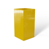 Hollywood corner fiberglass planter in Gloss Saffron, 12 × 12 × 24 in, studio render
