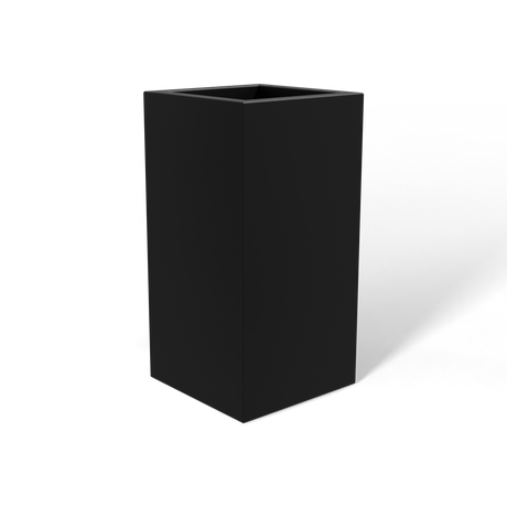 Hollywood corner fiberglass planter in Matte Black, 12 × 12 × 24 in, studio render