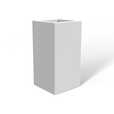 Hollywood corner fiberglass planter in Matte Bright White, 12 × 12 × 24 in, studio render