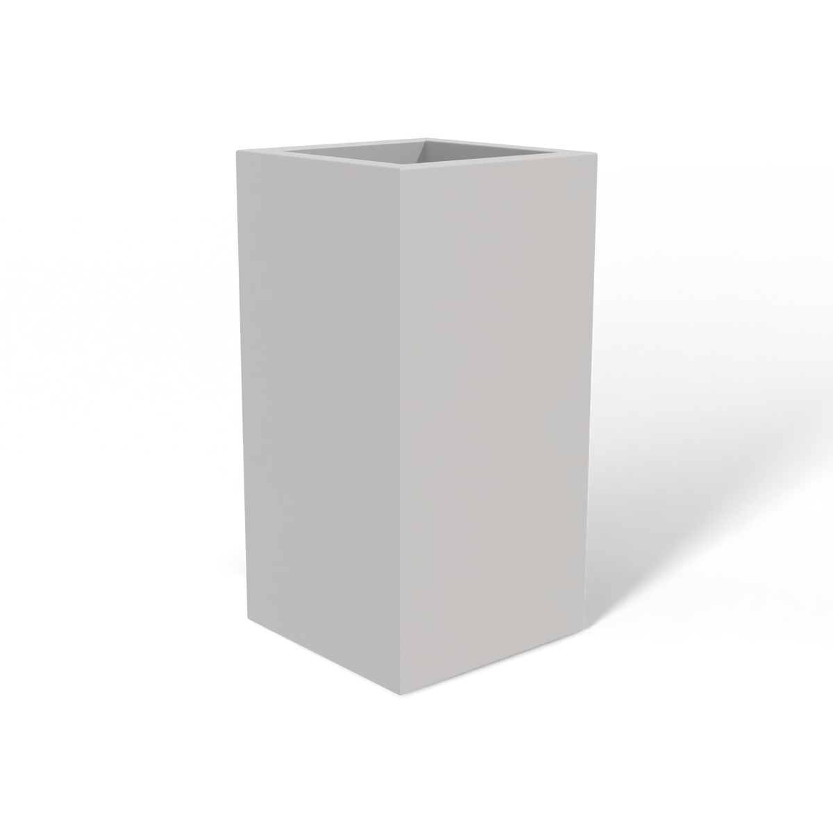 Hollywood corner fiberglass planter in Matte Cement Grey, 12 × 12 × 24 in, studio render