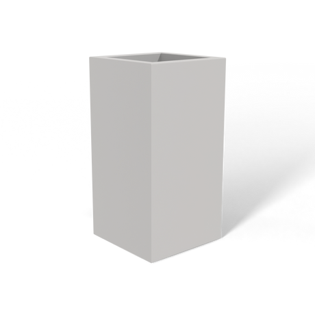 Hollywood corner fiberglass planter in Matte Cement Grey, 12 × 12 × 24 in, studio render