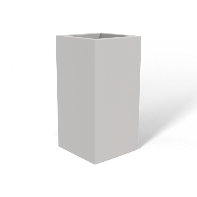 Hollywood corner fiberglass planter in Matte Cement Grey, 12 × 12 × 24 in, studio render