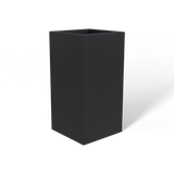 Hollywood corner fiberglass planter in Matte Charcoal, 12 × 12 × 24 in, studio render