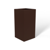 Hollywood corner fiberglass planter in Matte Dark Brown, 12 × 12 × 24 in, studio render