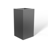 Hollywood corner fiberglass planter in Matte Gunmetal, 12 × 12 × 24 in, studio render