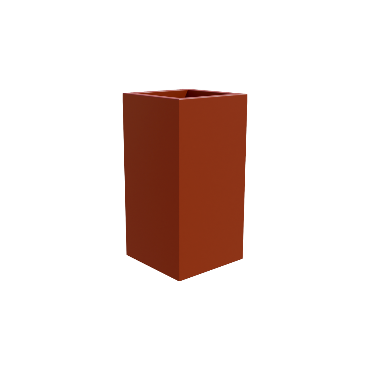 Hollywood corner fiberglass planter in Matte Terra Cotta