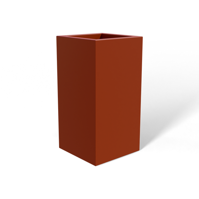 Hollywood corner fiberglass planter in Matte Terra Cotta, 12 × 12 × 24 in, studio render