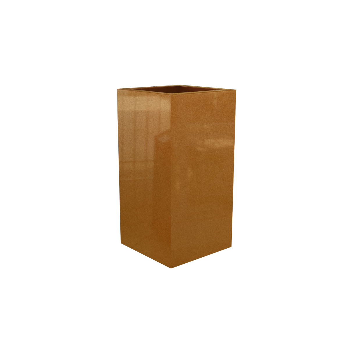 Hollywood corner fiberglass planter in Metallic Bronze