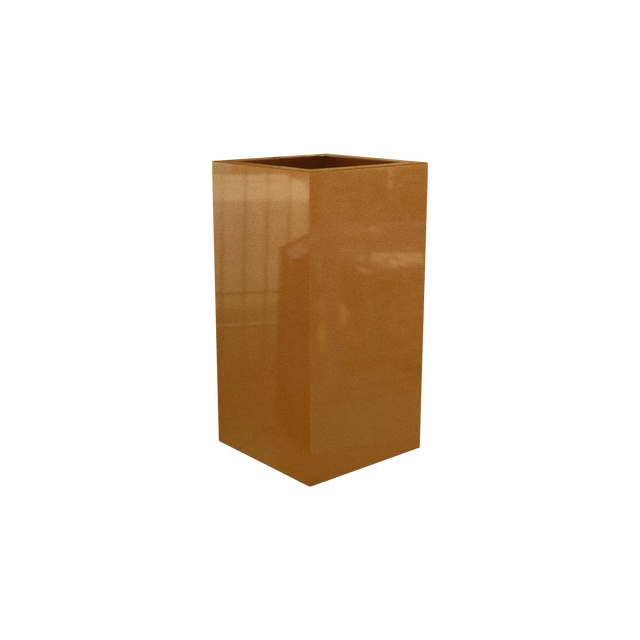Hollywood corner fiberglass planter in Metallic Bronze