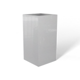 Hollywood corner fiberglass planter in Metallic Silver, 12 × 12 × 24 in, studio render