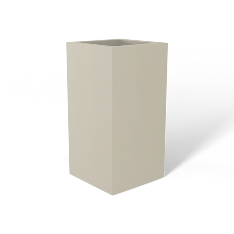Hollywood corner fiberglass planter in Satin Beige, 12 × 12 × 24 in, studio render