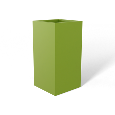 Hollywood corner fiberglass planter in Satin Green, 12 × 12 × 24 in, studio render