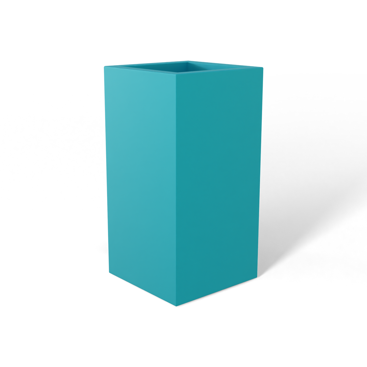 Hollywood corner fiberglass planter in Satin Seafoam Green, 12 × 12 × 24 in, studio render