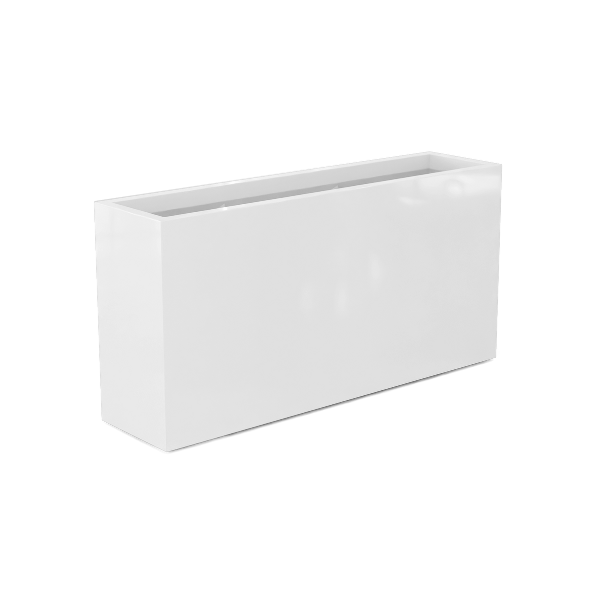 Hollywood narrow fiberglass planter in Gloss Bright White