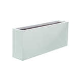Hollywood narrow rectangular fiberglass planter in Gloss Bright White, 48 × 12 × 24 in, studio render