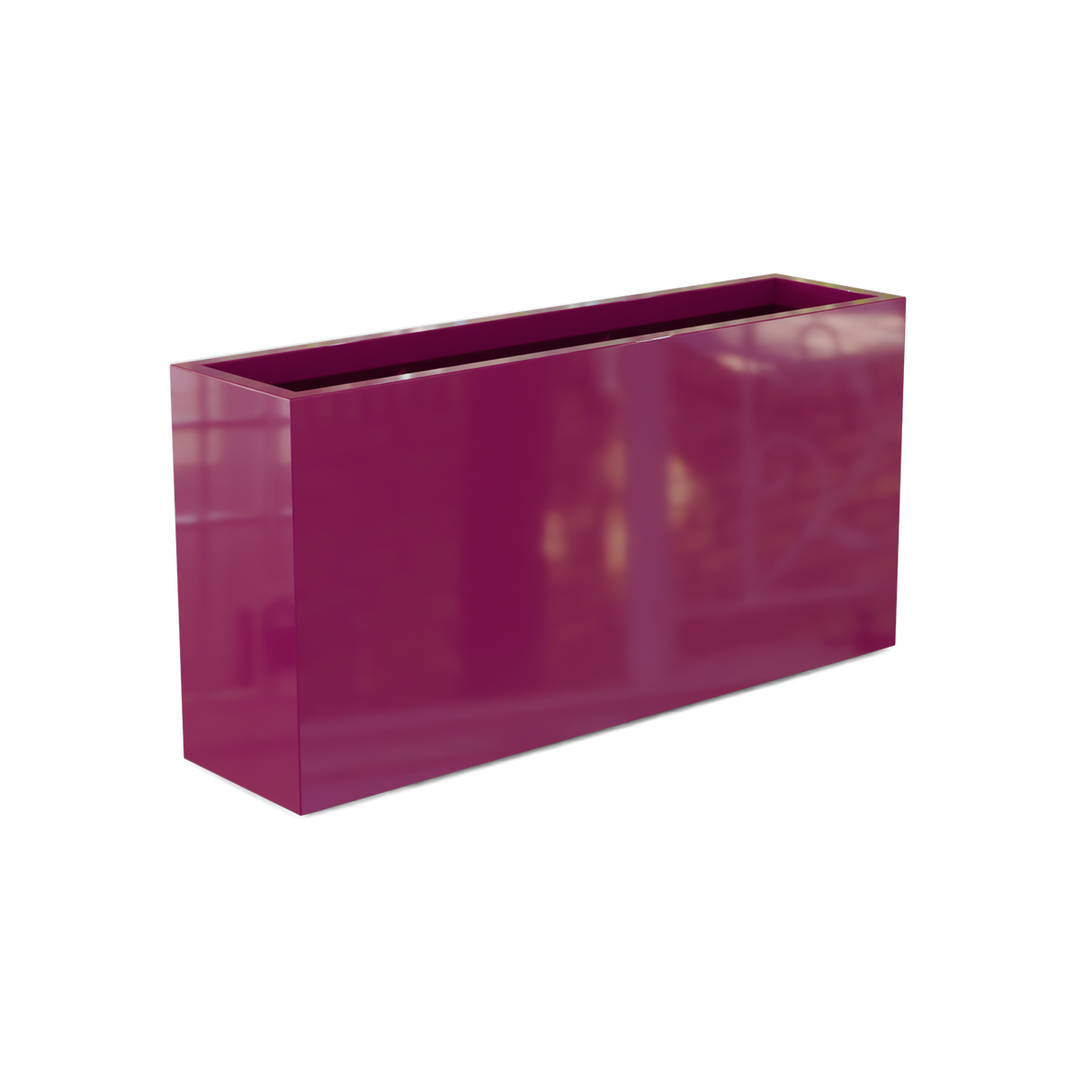 Hollywood narrow fiberglass planter in Gloss Eggplant