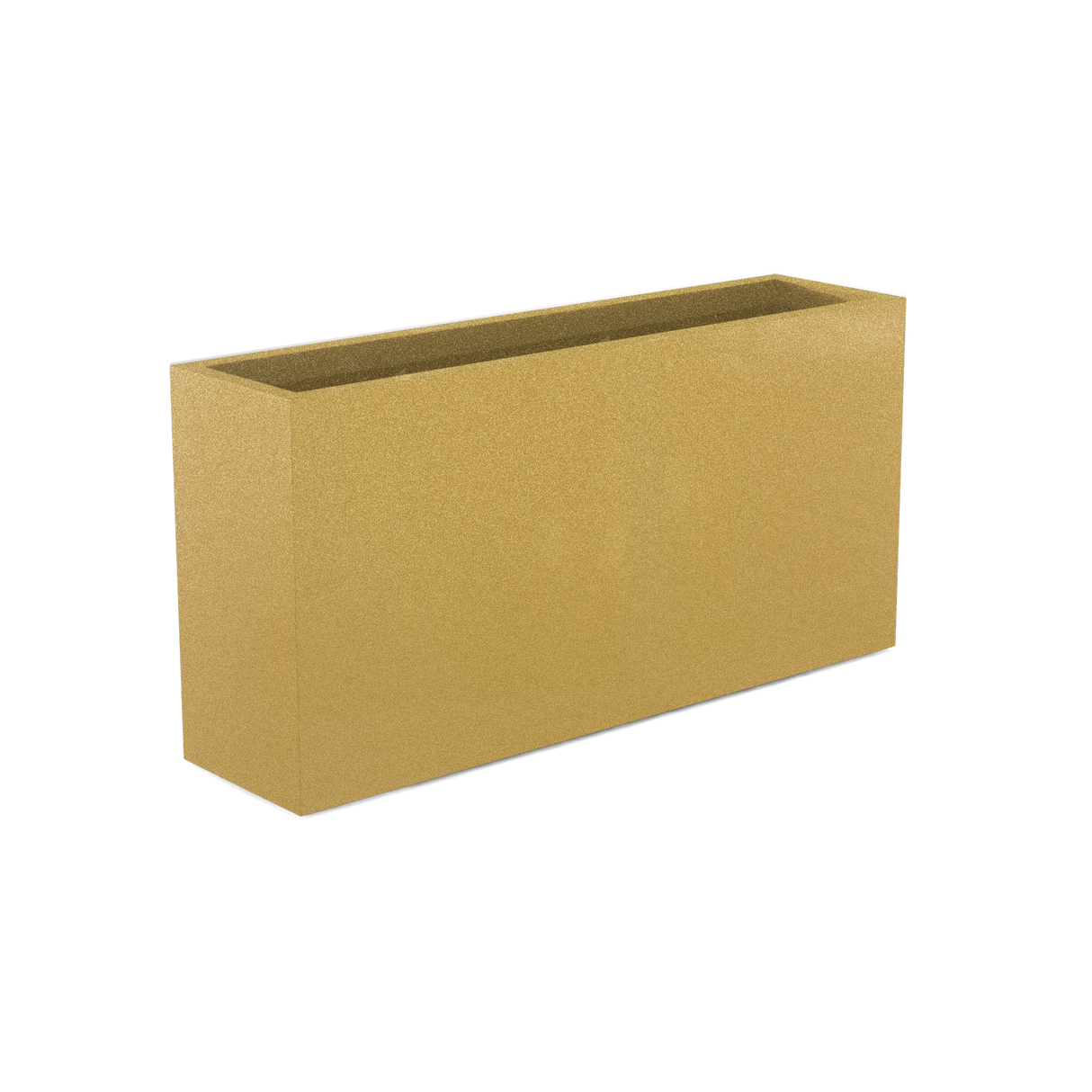 Hollywood narrow fiberglass planter in Gloss Metallic Gold