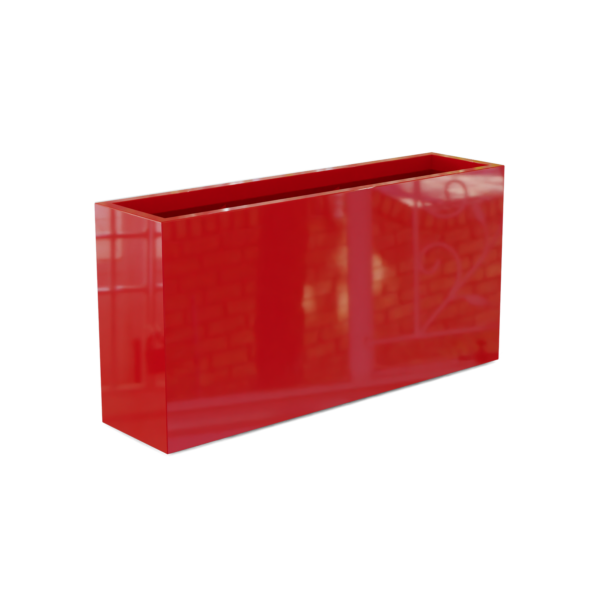 Hollywood narrow fiberglass planter in Gloss Red