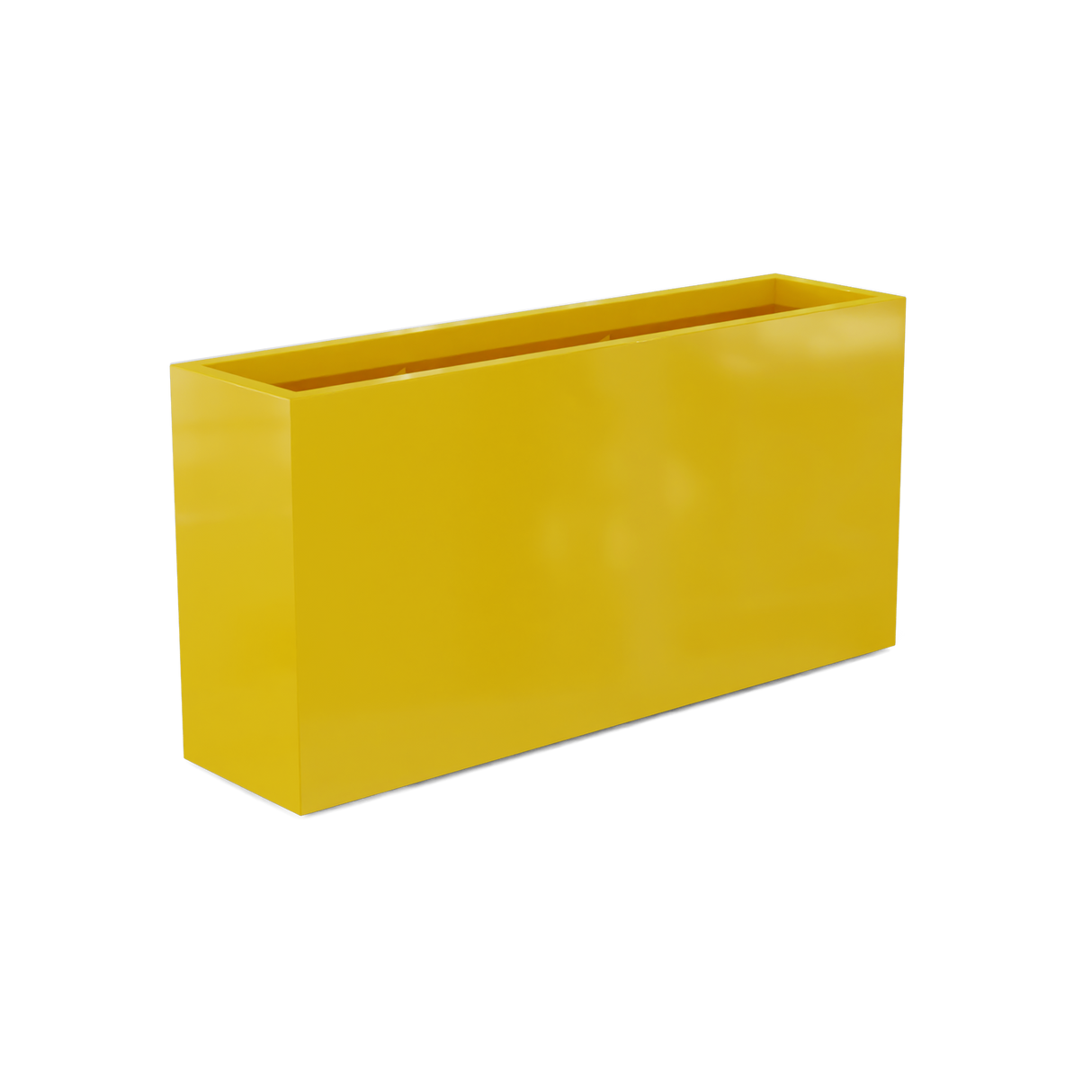 Hollywood narrow fiberglass planter in Gloss Saffron