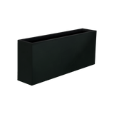 Hollywood narrow rectangular fiberglass planter in Matte Black, 48 × 12 × 24 in, studio render