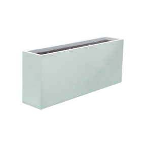 Hollywood narrow rectangular fiberglass planter in Matte Bright White, 48 × 12 × 24 in, studio render
