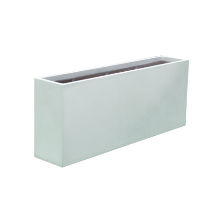 Hollywood narrow rectangular fiberglass planter in Matte Bright White, 48 × 12 × 24 in, studio render