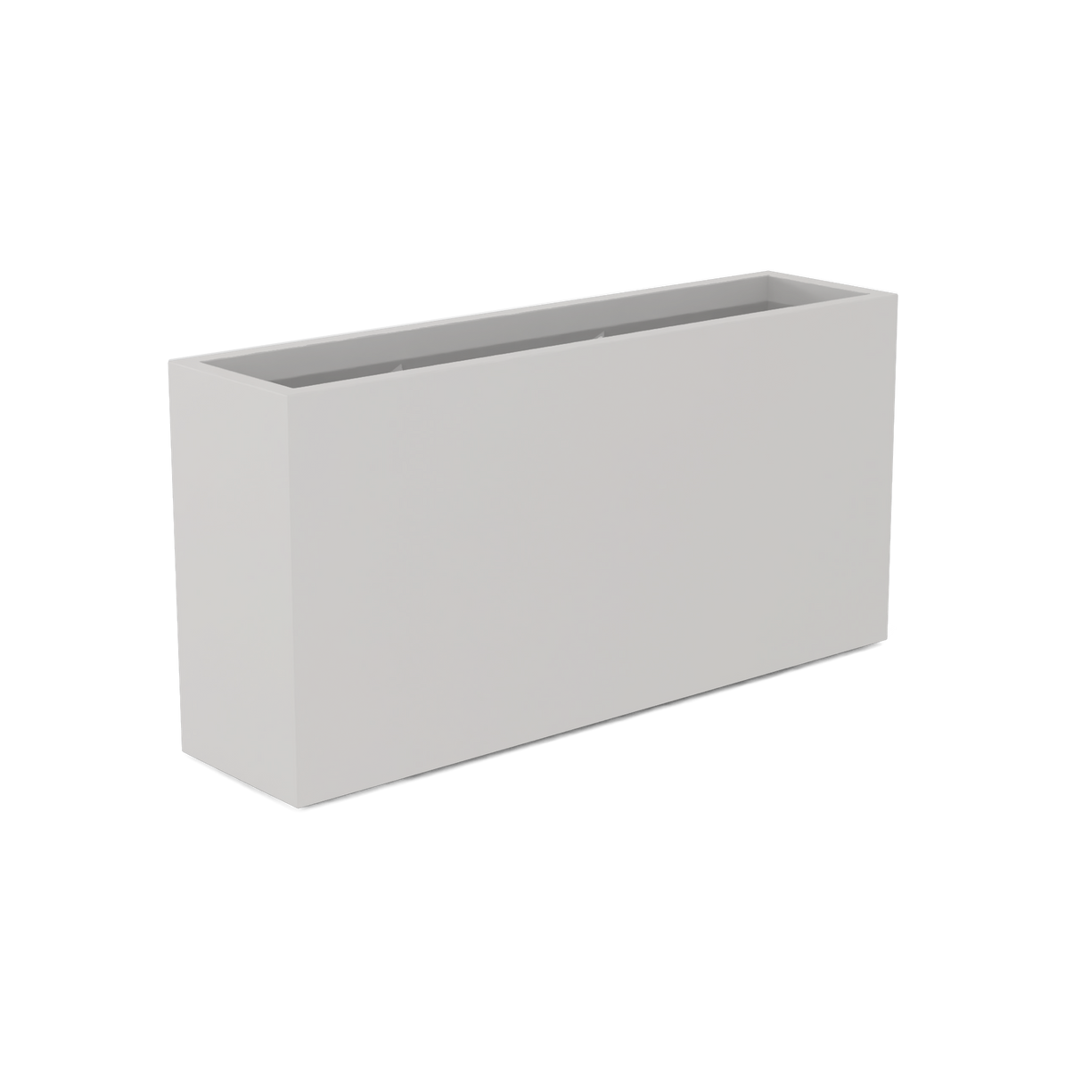 Hollywood narrow fiberglass planter in Matte Cement Grey