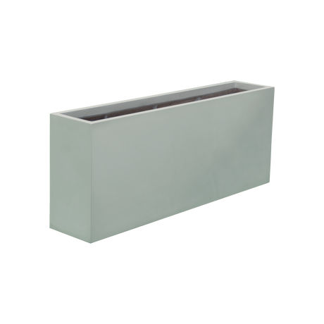 Hollywood narrow rectangular fiberglass planter in Matte Cement Grey, 48 × 12 × 24 in, studio render