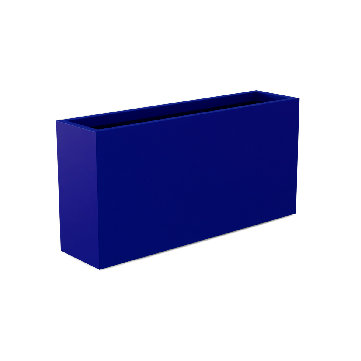 Hollywood narrow fiberglass planter in Matte Cobalt Blue