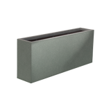 Hollywood narrow rectangular fiberglass planter in Matte Gunmetal, 48 × 12 × 24 in, studio render