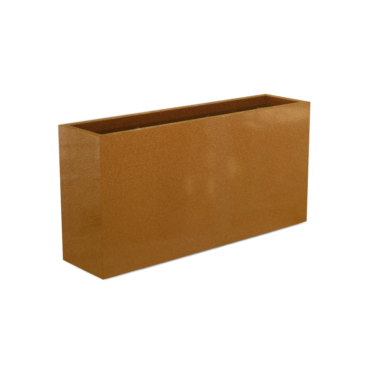 Hollywood narrow fiberglass planter in Metallic Bronze