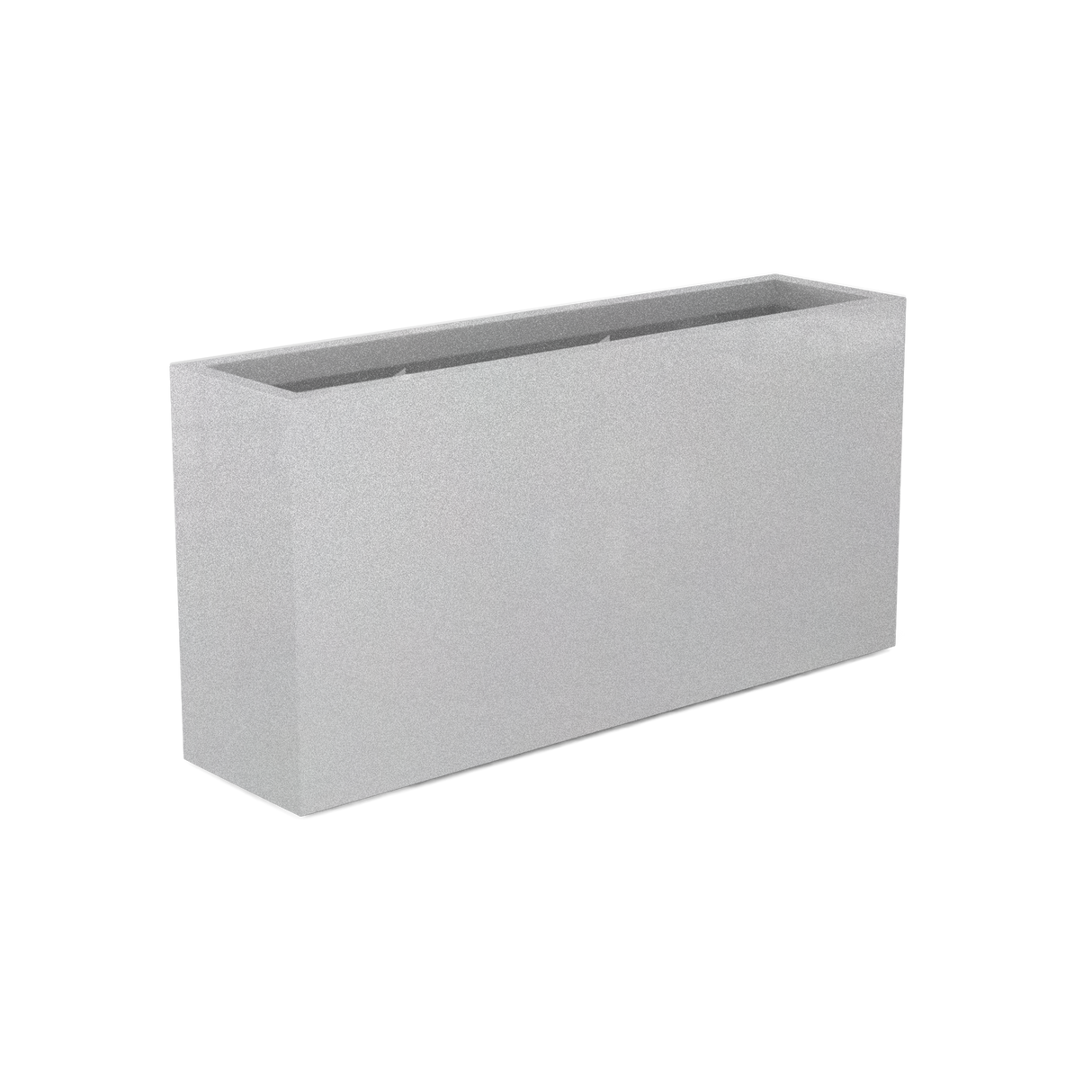 Hollywood narrow fiberglass planter in Metallic Silver