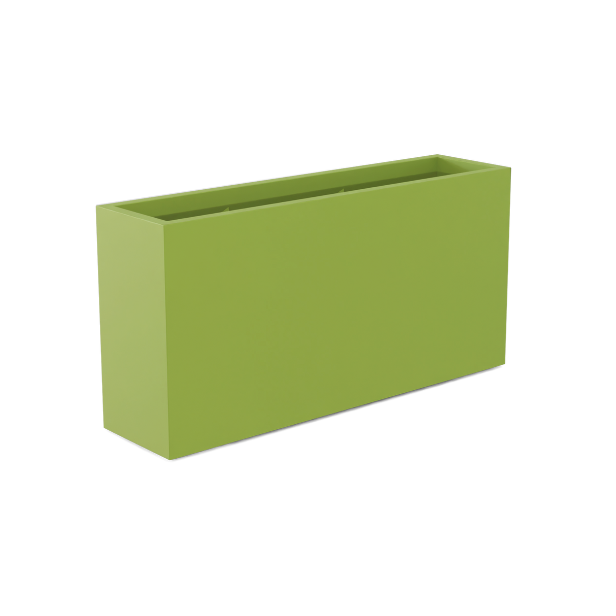 Hollywood narrow fiberglass planter in Satin Green