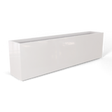 Hudson extra long fiberglass planter in Gloss Bright White, 100 × 18 × 28 in, studio render