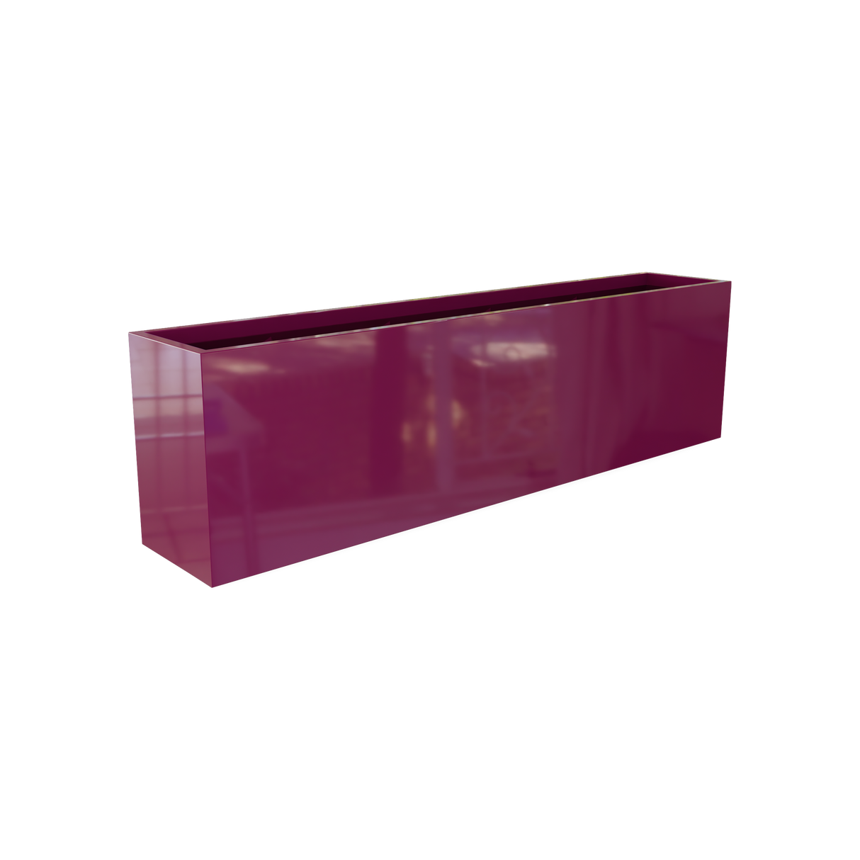 Hudson rectangular fiberglass planter in Gloss Eggplant