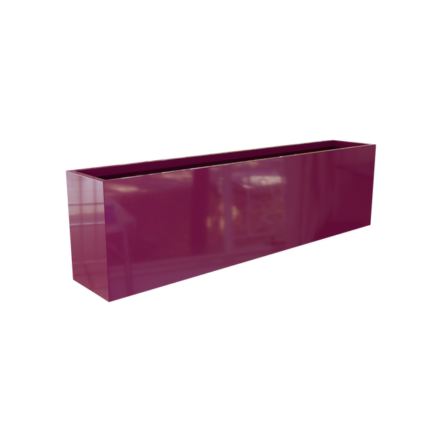 Hudson rectangular fiberglass planter in Gloss Eggplant