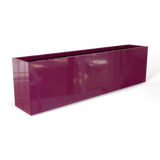 Hudson extra long fiberglass planter in Gloss Eggplant, 100 × 18 × 28 in, studio render