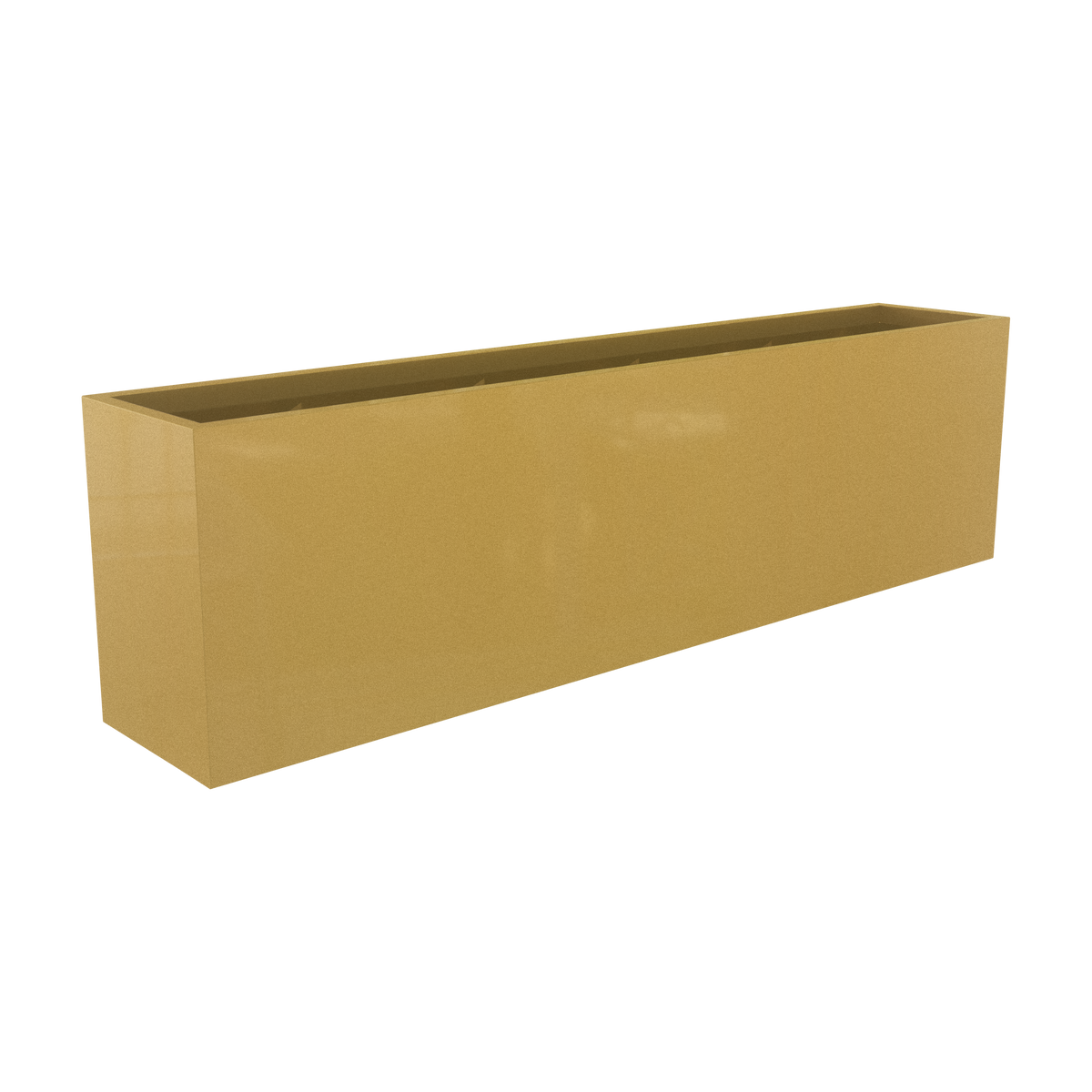 Hudson extra long fiberglass planter in Gloss Metallic Gold, 100 × 18 × 28 in, studio render