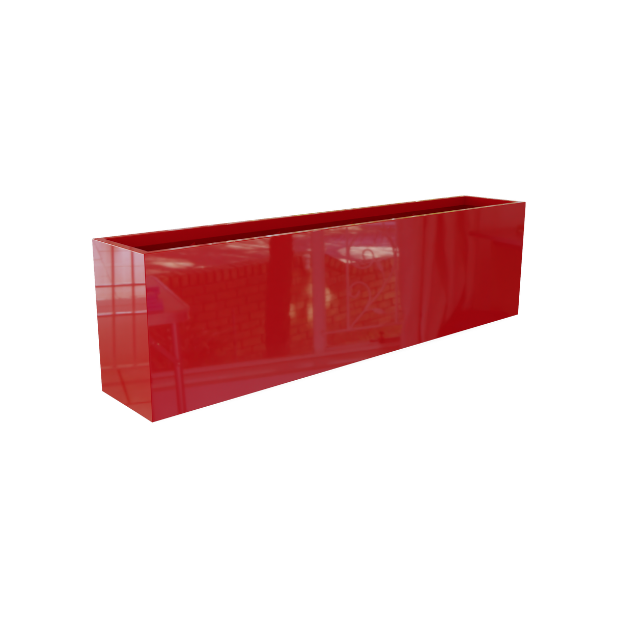 Hudson rectangular fiberglass planter in Gloss Red