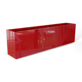 Hudson extra long fiberglass planter in Gloss Red, 100 × 18 × 28 in, studio render