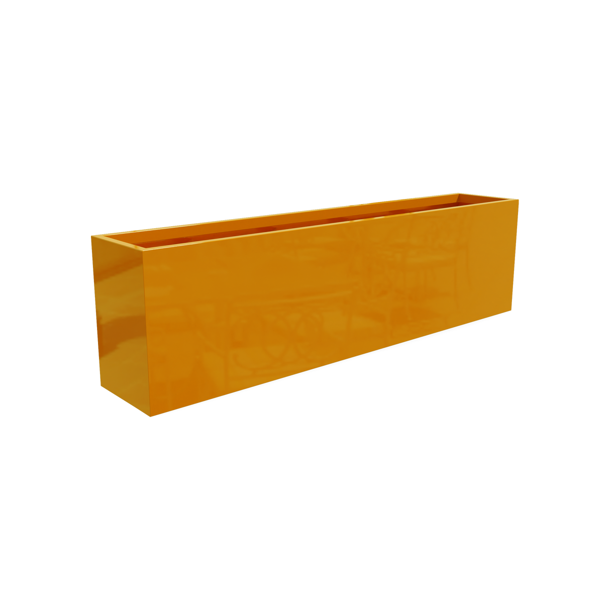 Hudson rectangular fiberglass planter in Gloss Tangerine